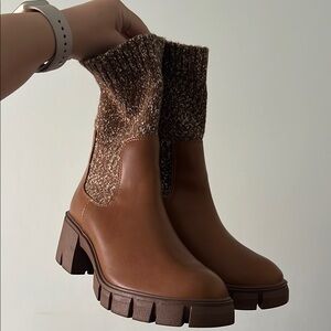 Stylish Brown Knit Ankle Boots